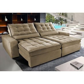 Sofá Retrátil e Reclinável com Molas Ensacadas Cama inBox Gold 3,12m Tecido Suede Velusoft