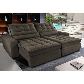 Sofá Retrátil e Reclinável com Molas Ensacadas Cama inBox Gold 2,32m Tecido Suede Velusoft