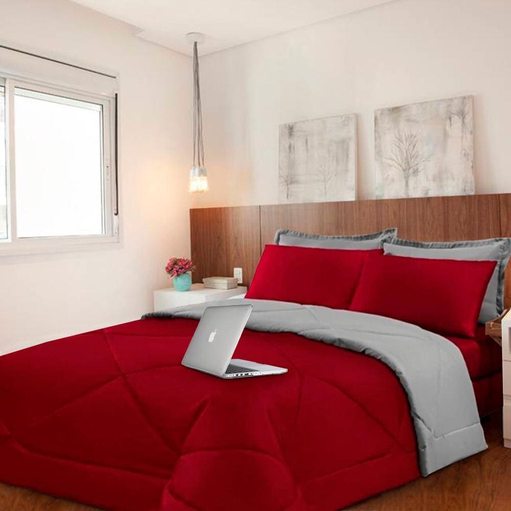 Jogo de cama Casal 6 peças com Edredom e Lençol Casa Dona