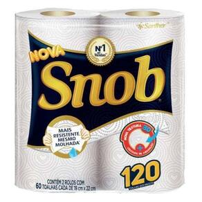 Papel Toalha Snob Branco 12Pct C/2 Rolos 60Fl