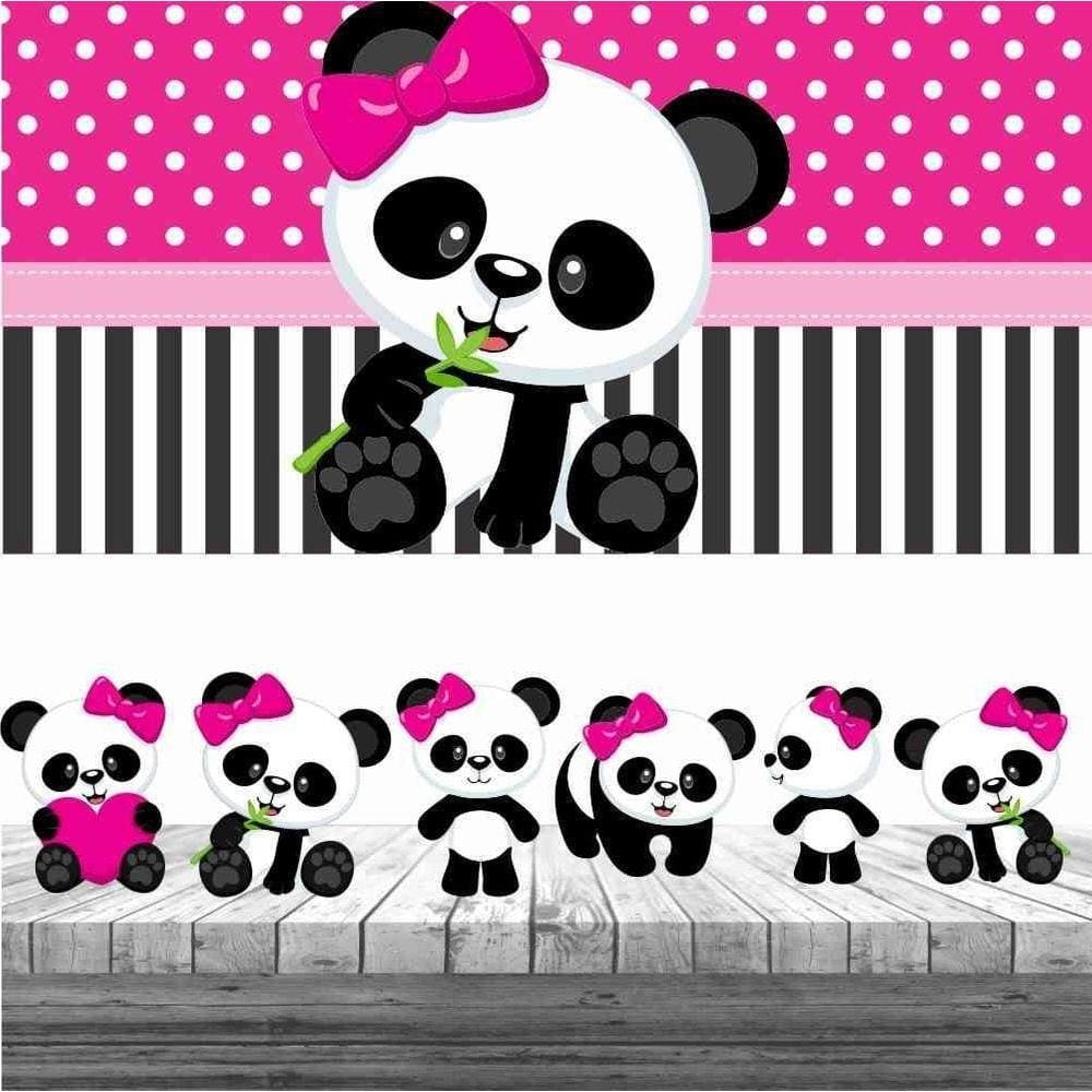 Panda Desenho Animais Roxo Infantil Quadro Canvas 140x90cm