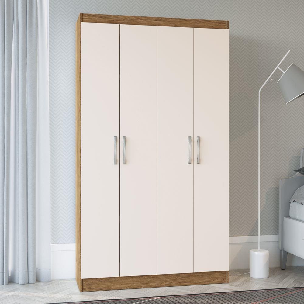 Guarda-roupa Solteiro 4 Portas Lyon 8 Prateleiras 40466 Off/white - Pnr Móveis