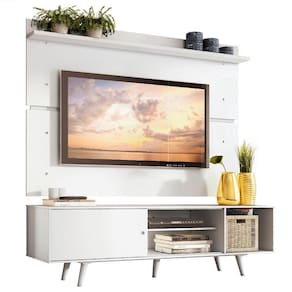 Rack Madesa Dubai e Painel para TV até 65 Polegadas com Pés - Branco