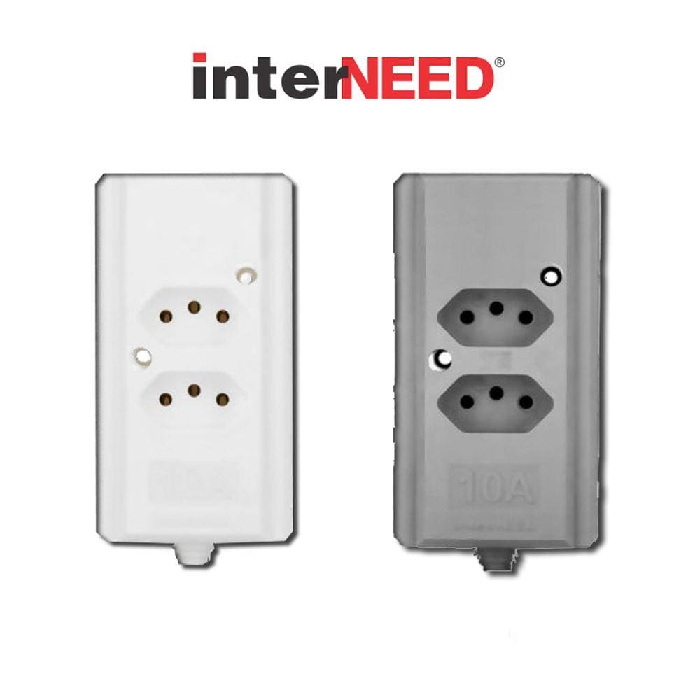 Tomada Barra Dupla 2 Polos + T 10A Branca Interneed