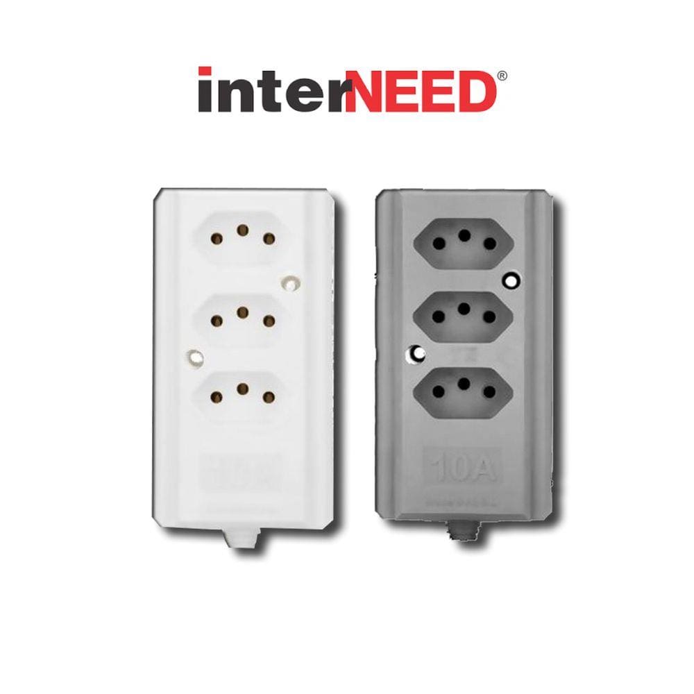 Tomada Barra Tripla 2 Polos + T 10A Branca Interneed