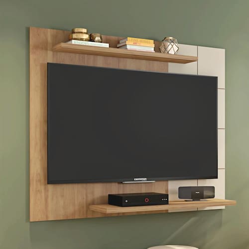 imagem-Painel para TV até 58'' Cross Buriti / Off White - Caemmun - MARROM CHOCOLATE