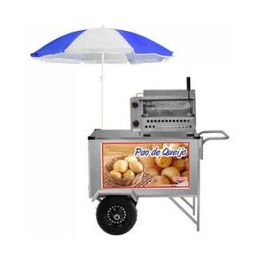 Carrinho de Pão de Queijo Inox com Rodas Pneumáticas e Guarda Sol - Cefaz