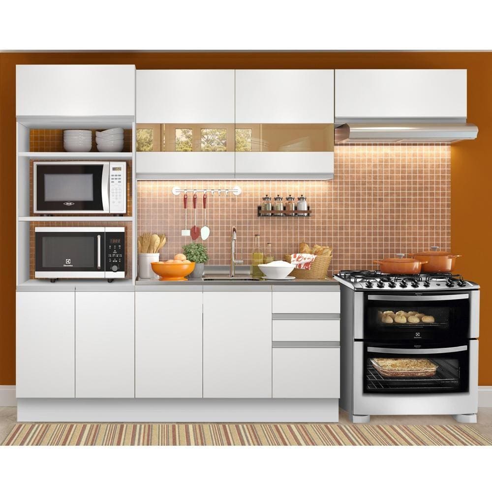 Cozinha Compacta Madesa Marselha 8 Portas 3 Gavetas (Sem Tampo e Pia)