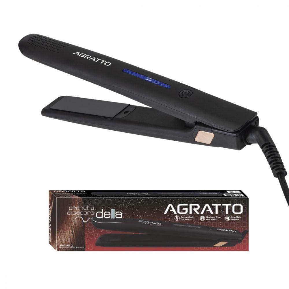 Chapinha Prancha Alisadora Preta 30w Bivolt Agratto