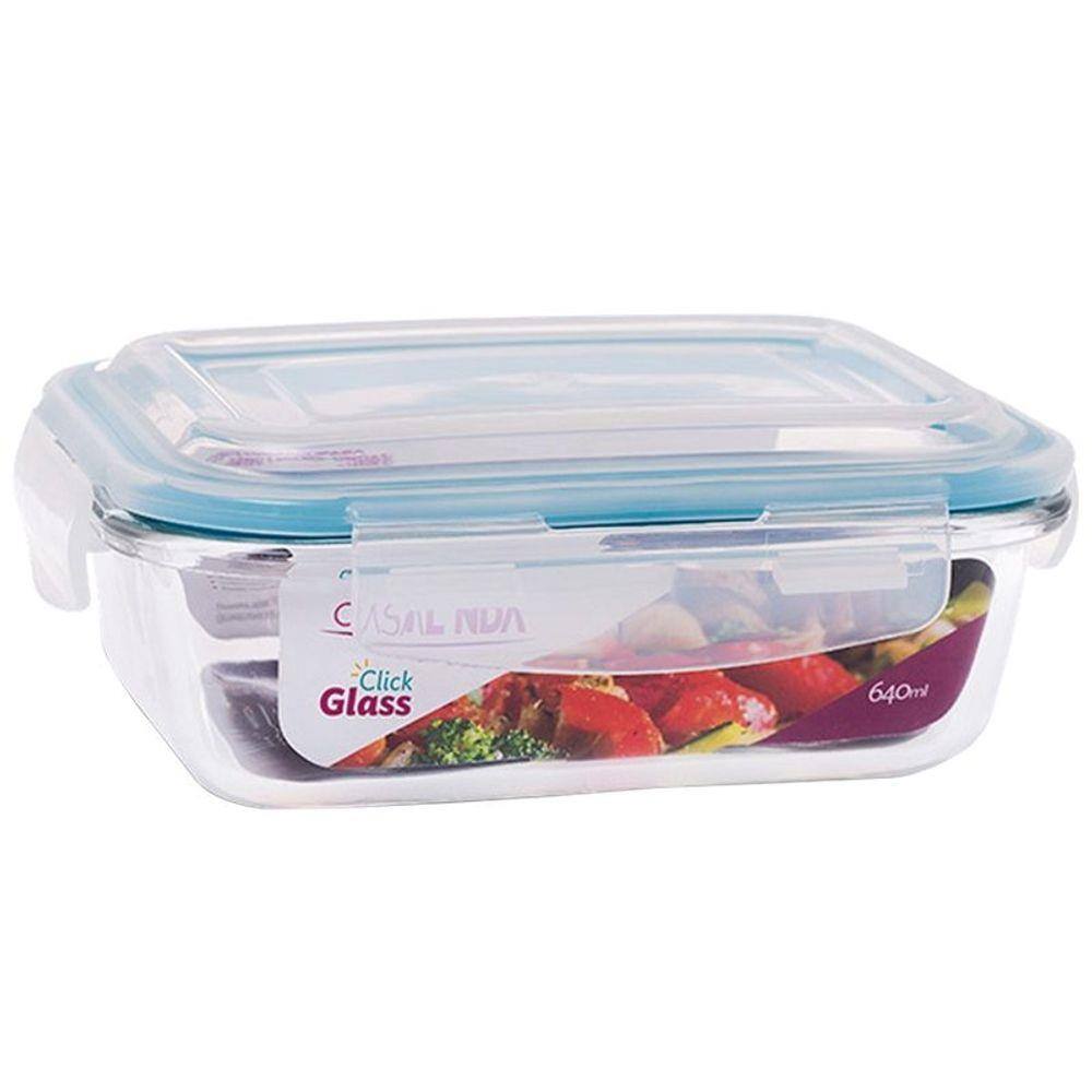 Pote Vidro Hermético Marmita Tampa 4 Travas Alimentos 640ml
