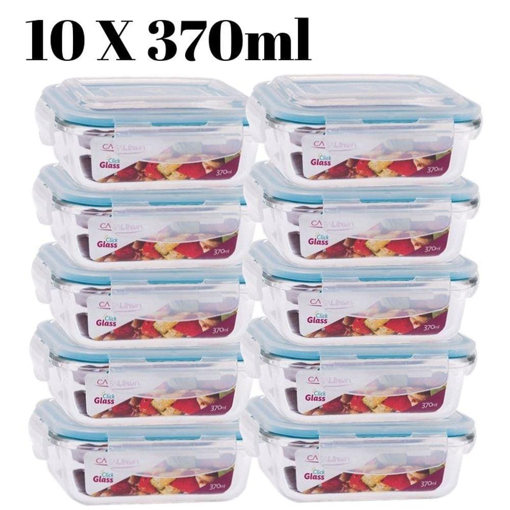 Conjunto 10 Potes Vidro Hermético mantimentos marmita 370ml