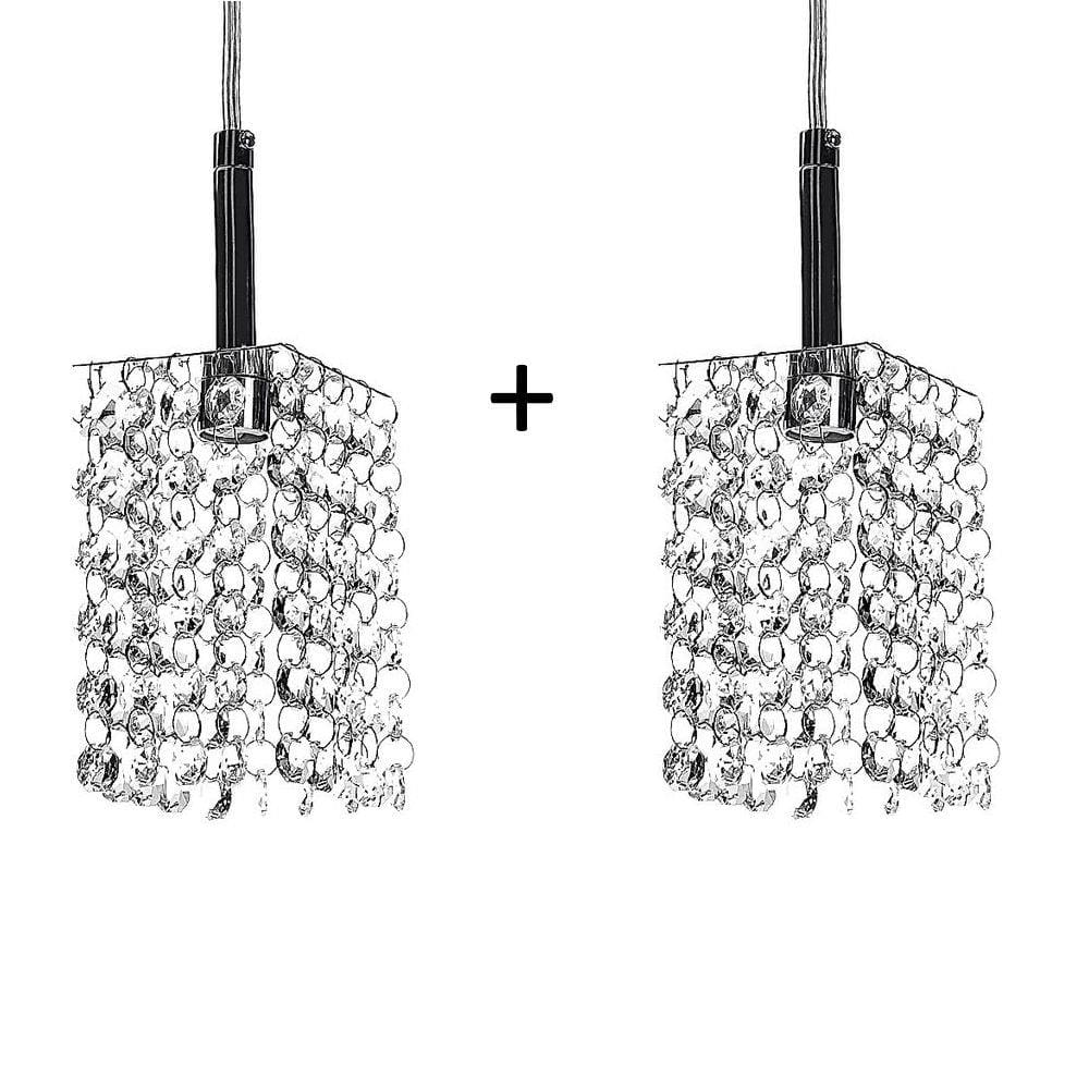 Kit - 2 Lustres Pendente Quadrado Clearcast Cristal Legitimo Maravilhoso