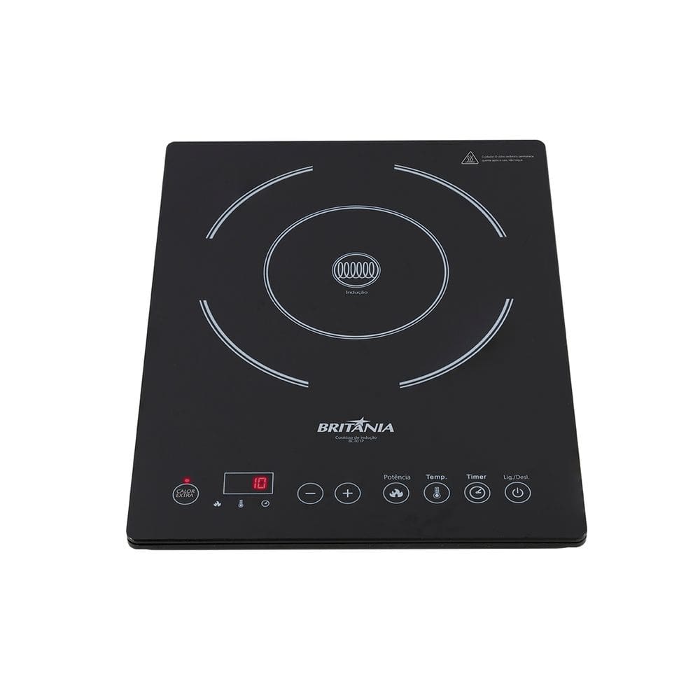 Cooktop de Indução Britânia 1 Boca Vidro Preto Elétrico 127V BCT01P