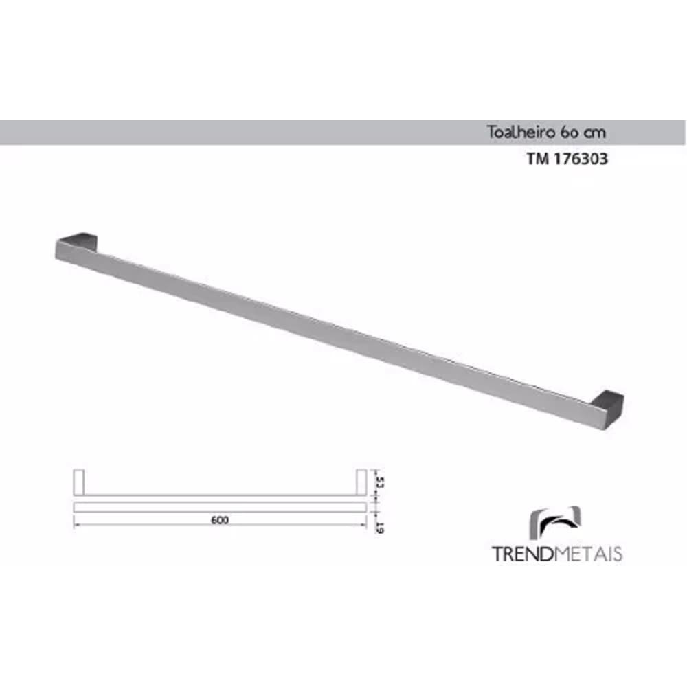 Toalheiro 60cm Latão Banheiro Slim Trend Metais Tm 176303