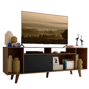 Rack para TV até 65 Polegadas Madesa Cancun com Pés - Rustic/Rustic/Preto