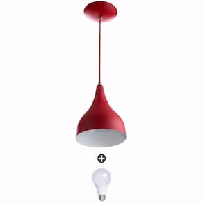 Lustre Pendente Gota Pequena Alumínio 21cm Vermelho + Lampadas