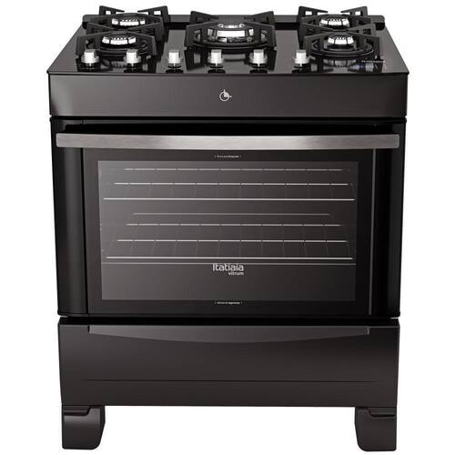 imagem-Fogão 5 Bocas Itatiaia Timer Digital Vitrum Preto - Bivolt