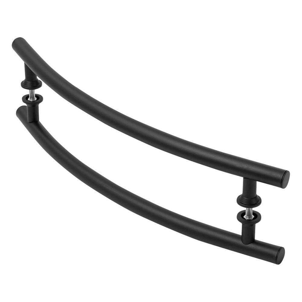 Puxador De Porta Tubular Curvo Lateral Preto 80cm