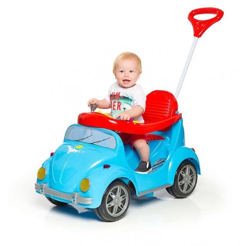 imagem-Carrinho Andador Passeio Pedal Fusca Azul Fouks Calesita