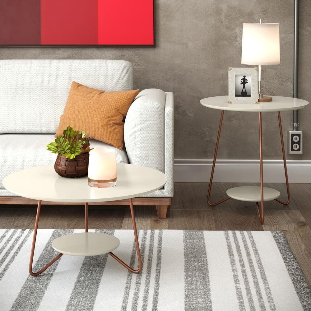Mesa De Centro Conjunto Liz Offwhite 21715 - Ej Móveis