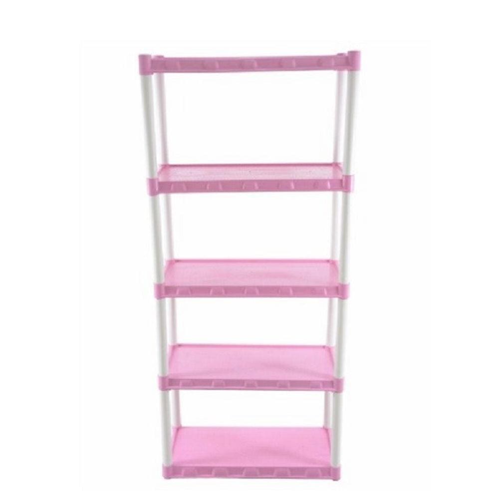Estante Plástica Grande Rosa com 5 Prateleira