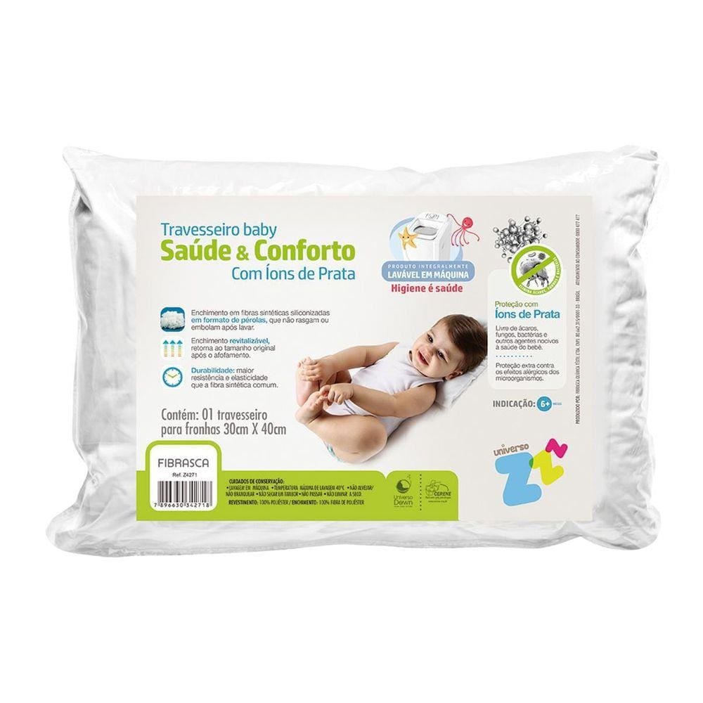 Travesseiro Íons De Prata Baby Lavável 30X40 Fibrasca