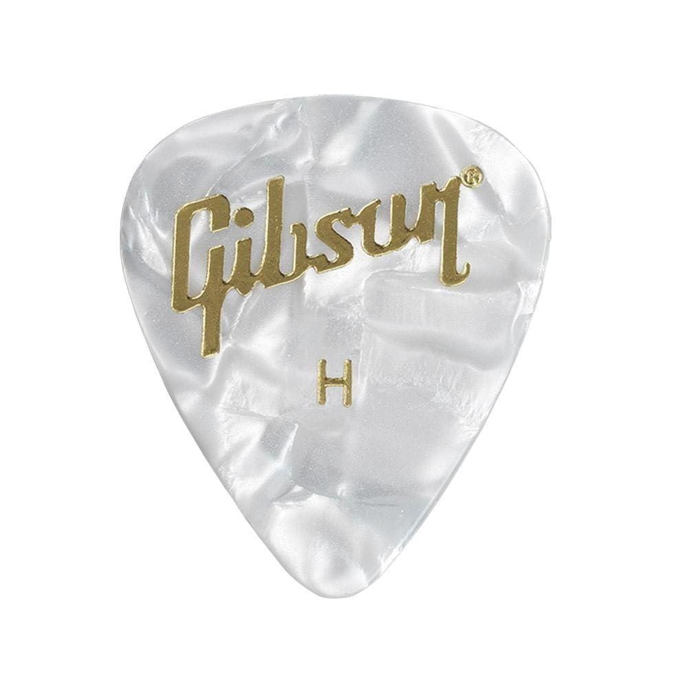 Palheta Gibson Pearloid Pesada Heavy Branca 12 Unidades
