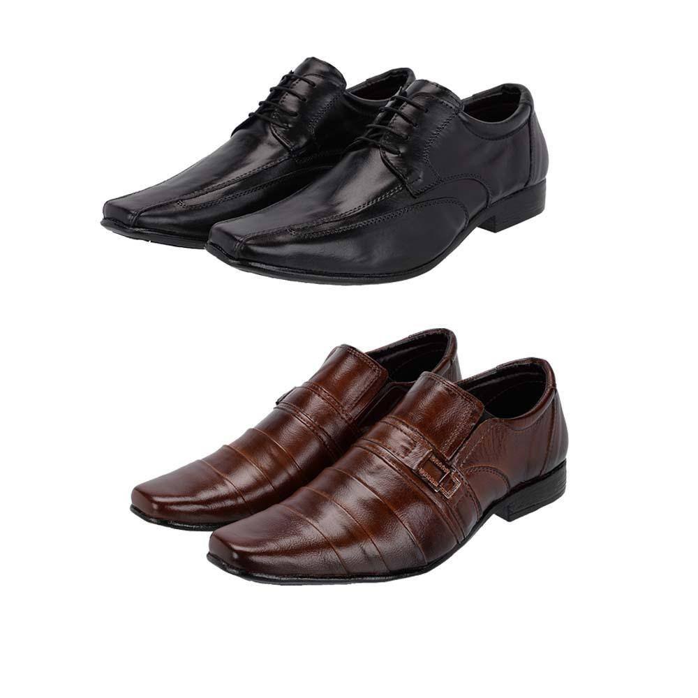 Kit 2 pares sapato social em couro botina garra 233 | Ponto