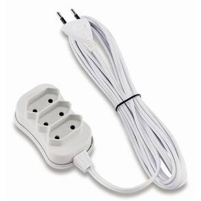 Extensão 3 Tomadas Slim Bipolar Branco 10,0m Force Line