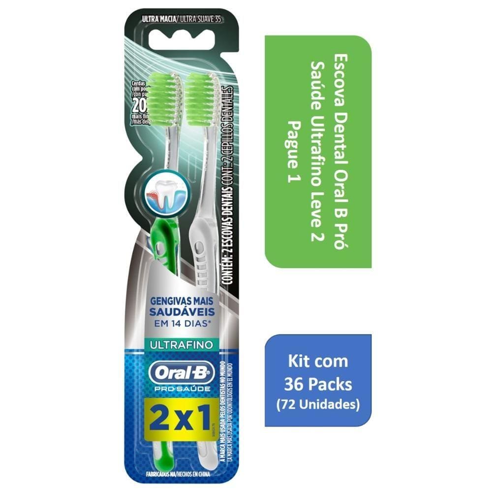 Kit Escova Dental Oral B Pró Saúde Ultrafino L2P1 com 36 Packs