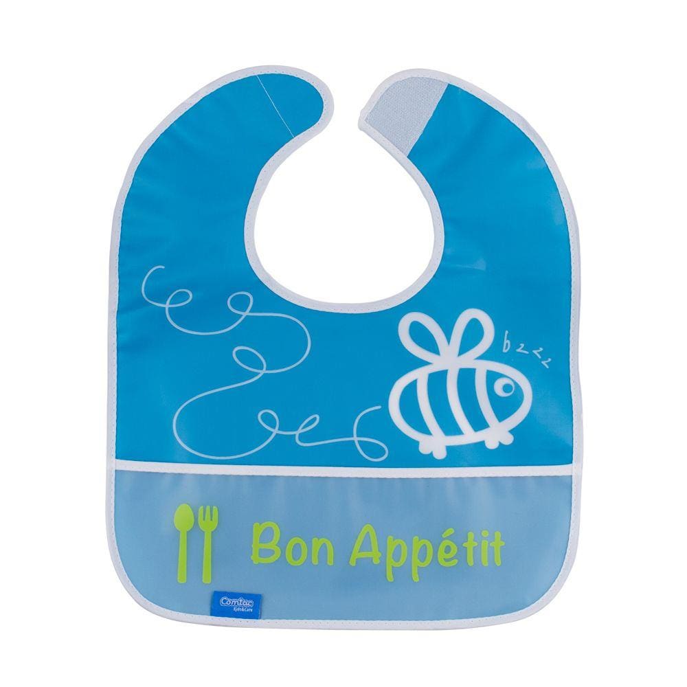 Babador impermeável plus com bolso - abelhinha blue bon appétit