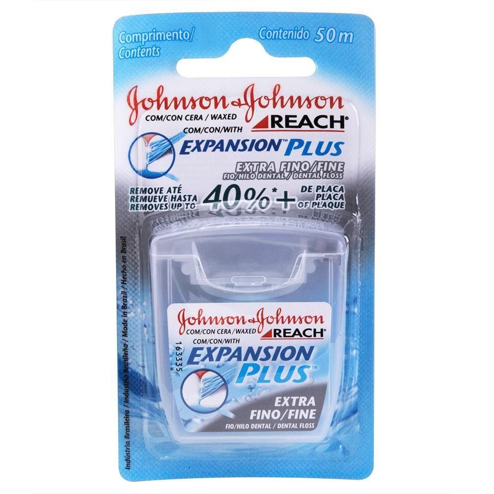 kit Fio Dental J&J Reach Expansion Plus Extra Fino 50m com 5 unidades