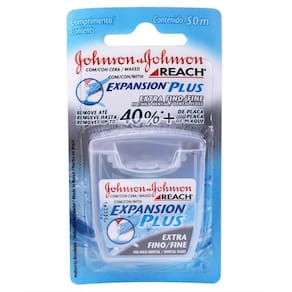 kit Fio Dental J&J Reach Expansion Plus Extra Fino 50m com 5 unidades