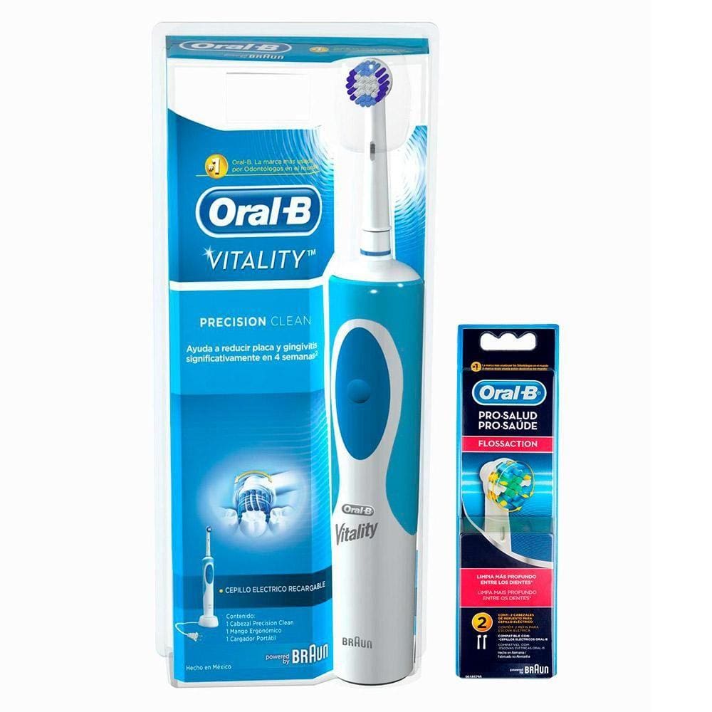 Escova Elétrica Oral-B Vitality Precision Clean - 220v+ Refil Floss Action c/2