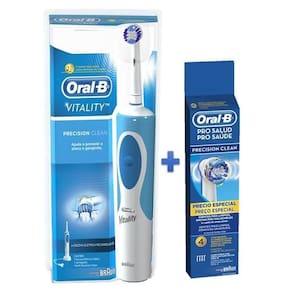 Escova Elétrica Oral-b Vitality D12 110V + Refil Oral-B Precision clean com 4 unidades