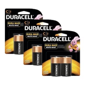 Kit Pilha Duracell Duralock Alcalina C com 6 unidades