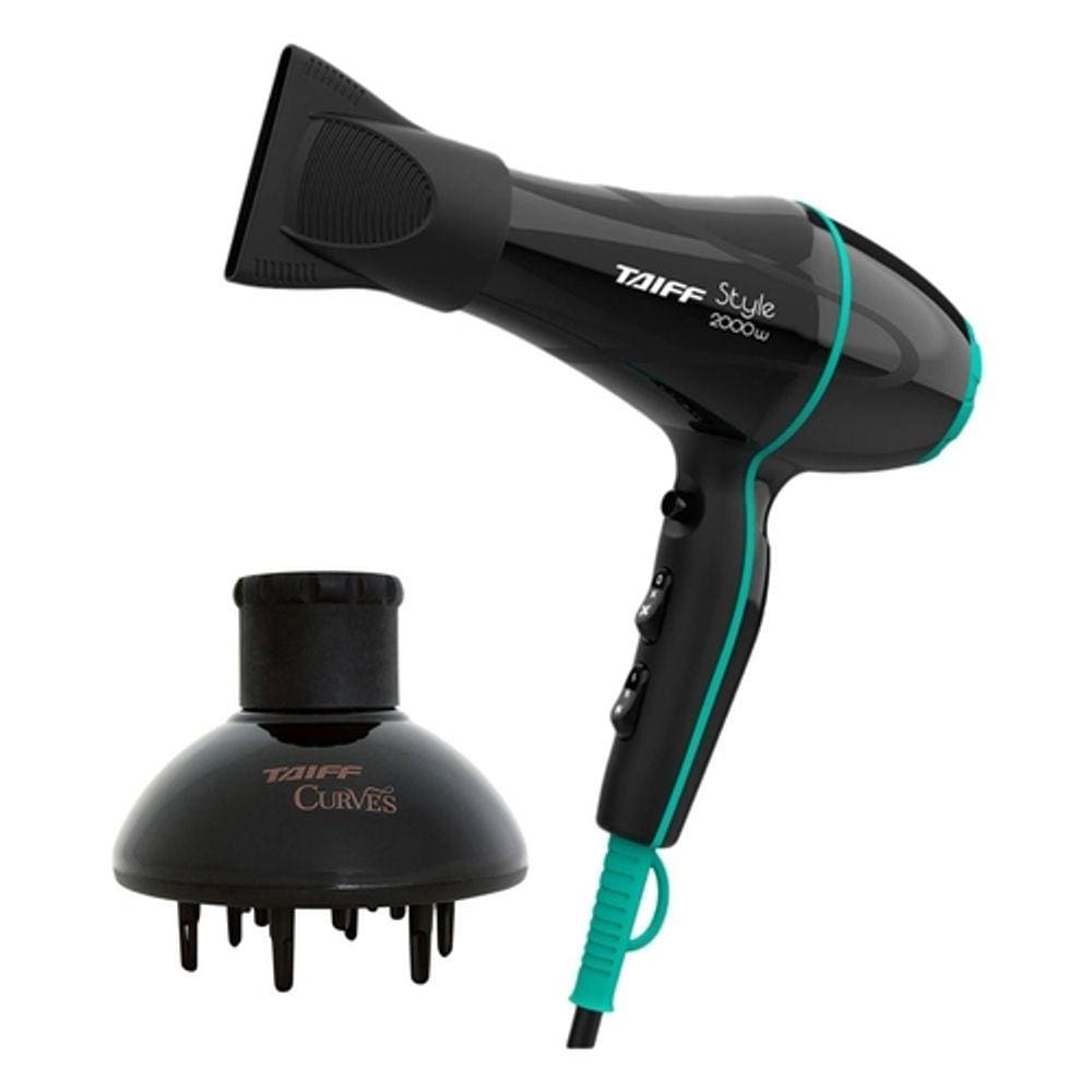 Kit Taiff Secador Profissional Style 2000W Preto + Difusor Curves