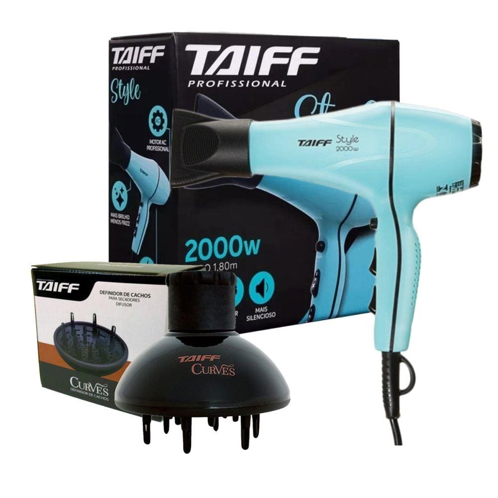 Kit Taiff Secador Profissional Style 2000W Tiffany + Difusor Curves