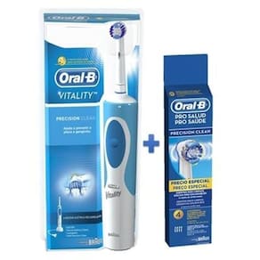 Kit Escova Elétrica Oral-B Vitality Precision Clean - 110v+ Refil Escova Elétrica Oral-B Precision Clean c/ 4 unidades Premium
