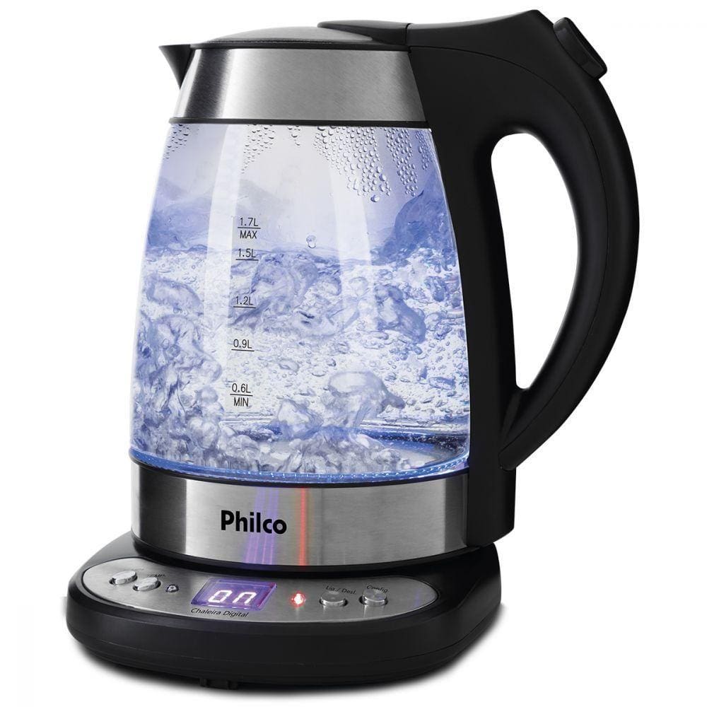 Chaleira Digital Glass Preta com Prata Philco 220V PCHD