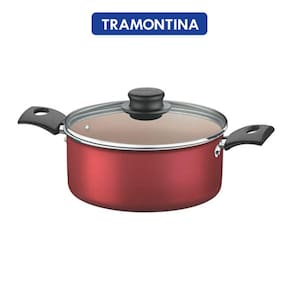 Cacarola Antiaderente Com Alca E Tampa De Vidro Turim Vermelha 18Cm De Ø