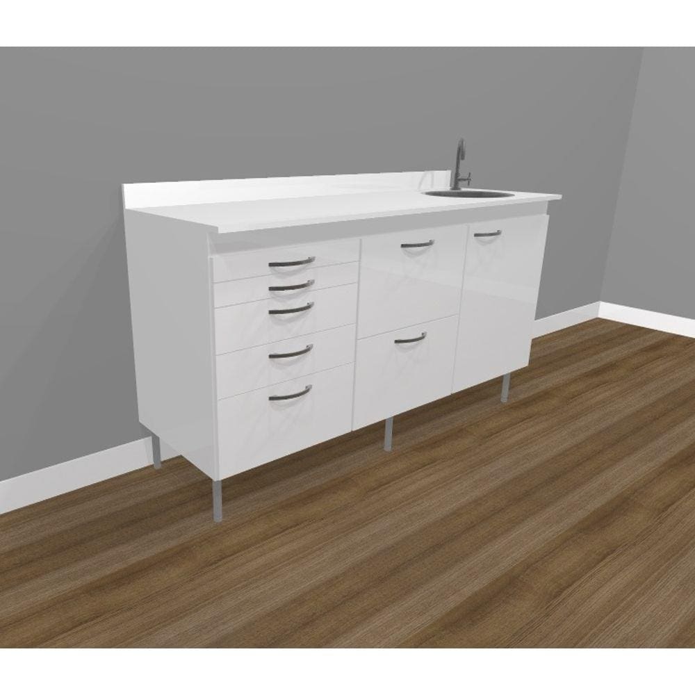 Bancada Para Laboratório De Ciências - Com Pia E Gaveteiro