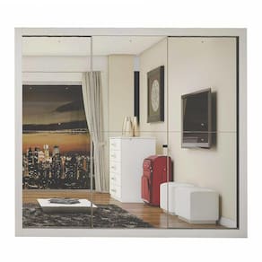 Guarda-roupa Casal com Espelho 3 Portas Galaxy Carioca Móveis Branco