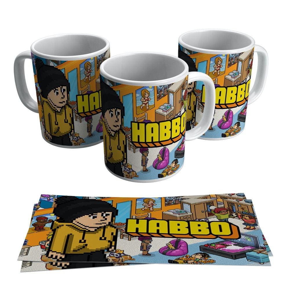 Caneca Jogo Habbo Hotel Game Geek Gamer Pc