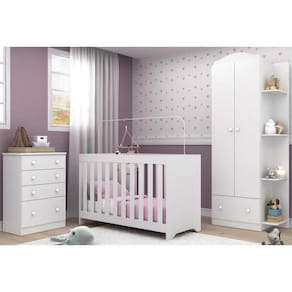 Quarto Infantil Joao E Maria Berço 3X1 Roupeiro Comoda Multimoveis Br/Flex