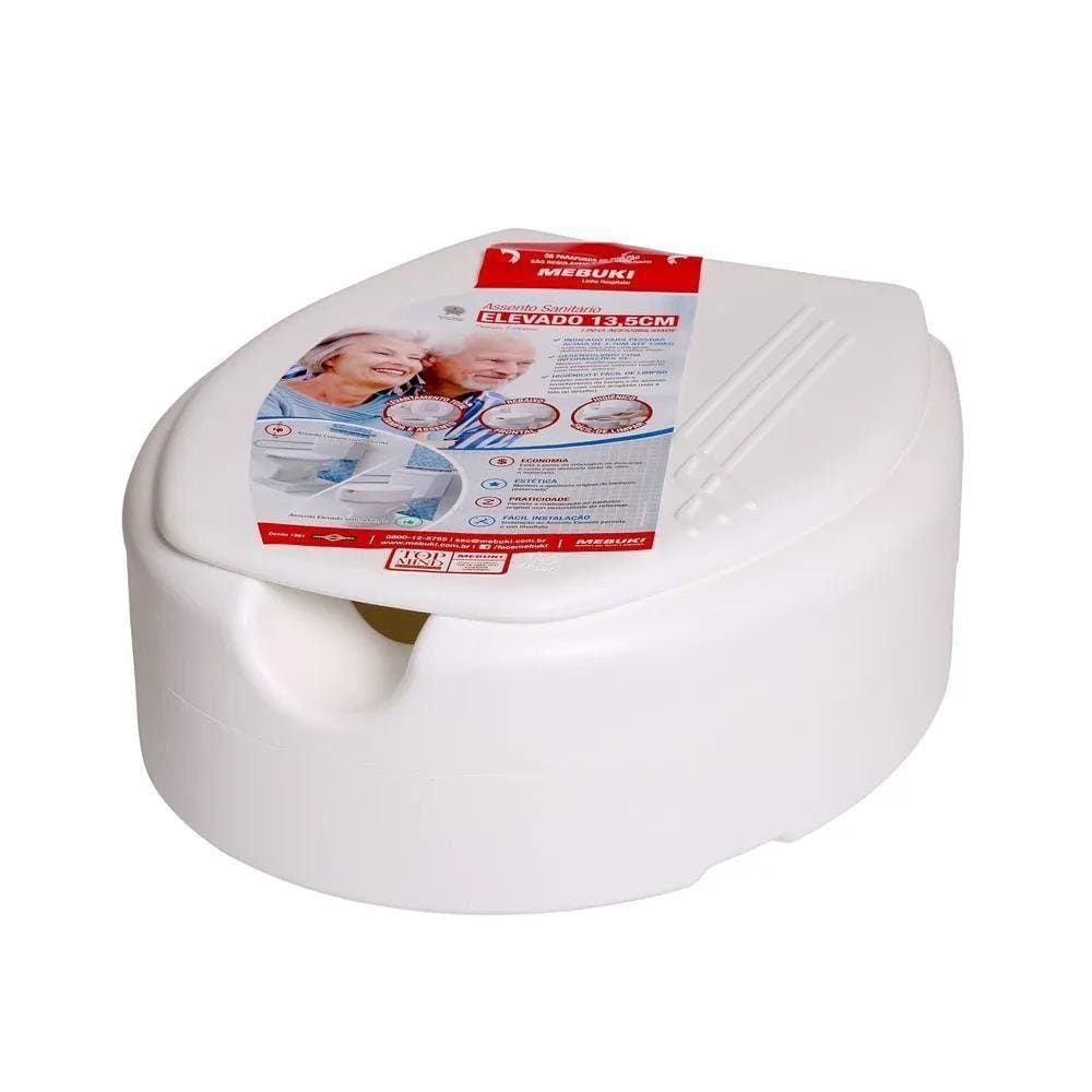 Assento Vaso Elevado 13,5Cm C Tampa Idosos E Deficiente