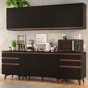 Cozinha Completa Madesa Reims 240002 com Armário e Balcão - Preto