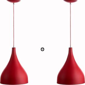 Kit 2 Lustres Pd Gota Pequena Alumínio 21cm Soquete E27 Vermelho