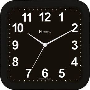 Relógio Parede Herweg 6670 034 Preto Quadrado 23Cm