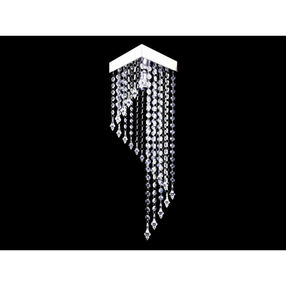 Lustres De Cristal Acrílico Inox 16x16cm - 50cm Altura